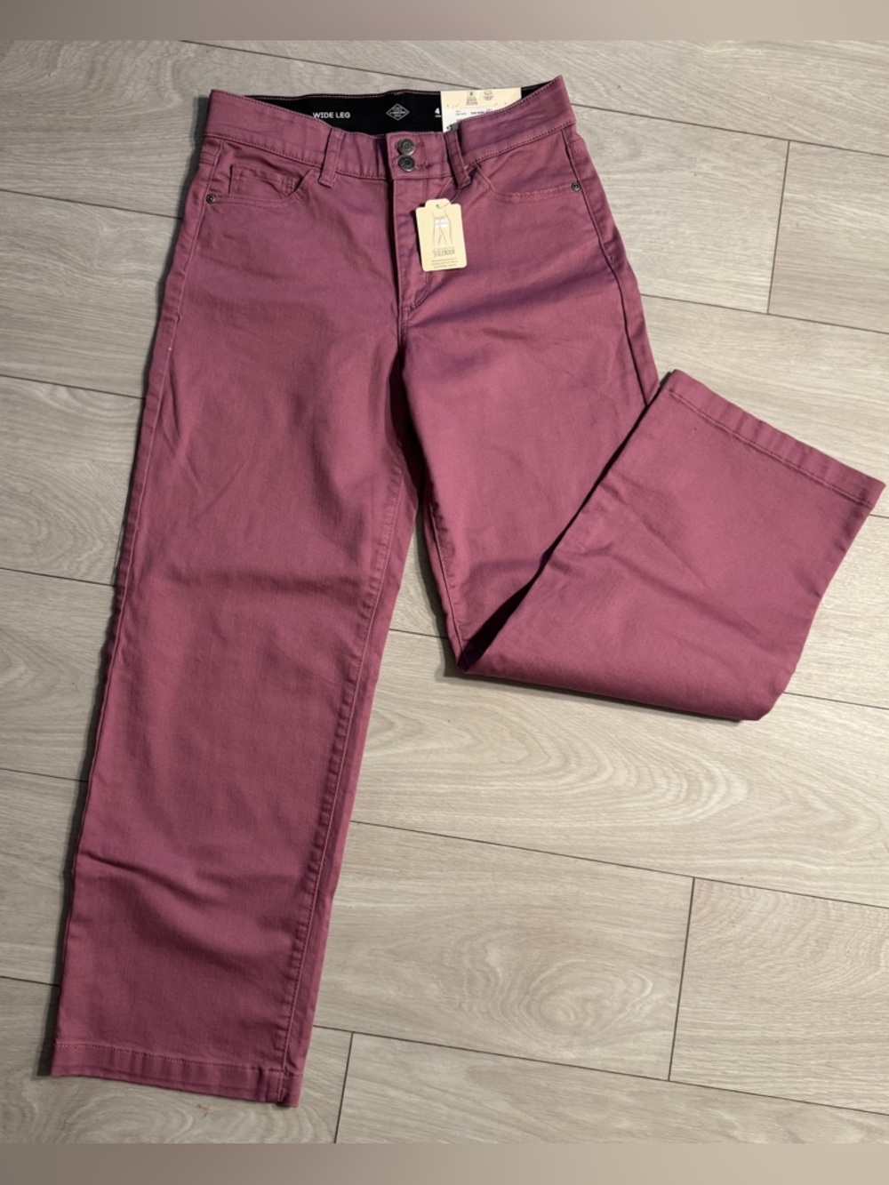 St. John’s Bay Wide Leg Jeans Women’s 4 Short Bordeaux Rose High Rise NWT